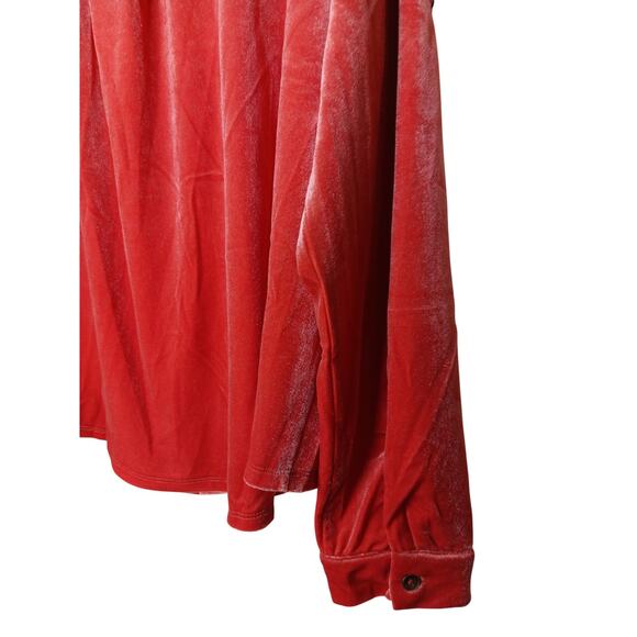 New Easel Los Angeles Coral Velvet Button Down Shirt M Oversized Long Sleeve - Picture 12 of 15